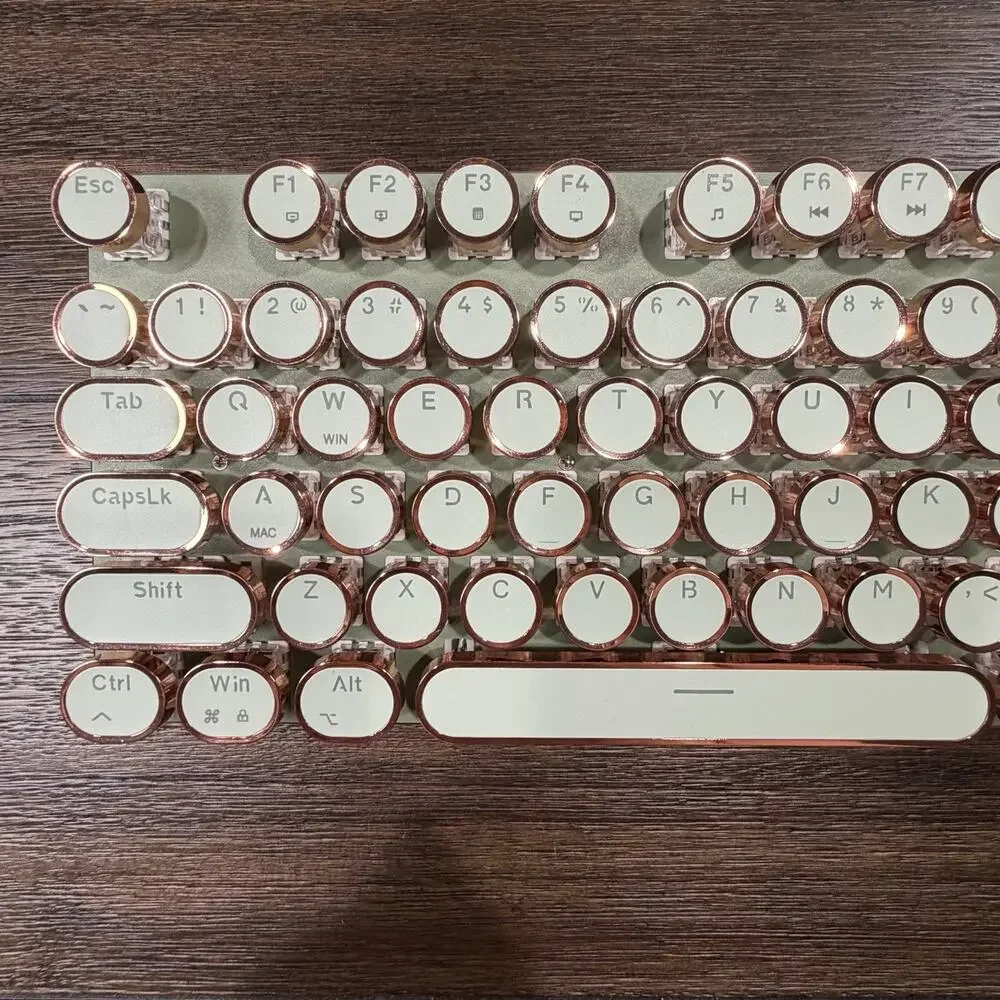 EWEADN V20 Retro Mechanical Keyboard Green Rose Gold 104 Key USB-C Backlit